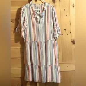 Summer Dress. Pastel striped with tags. Loft XXL